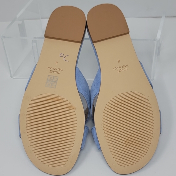 Stuart Weitzman Women's Size 5 Flat Slide Sandals Peony Light Blue New - Picture 10 of 11